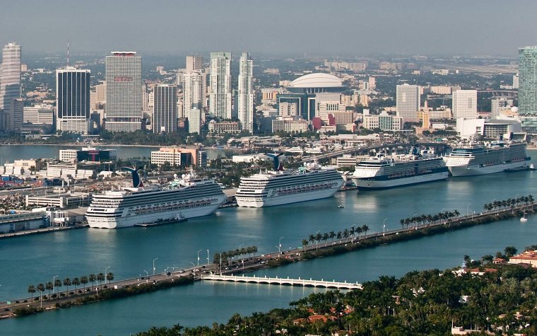 Aerial view of ships at PortMiami Aerial view of ships at PortMiami