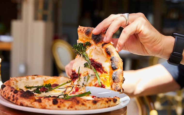 Cheesy veggie pizza at Ironside Pizza