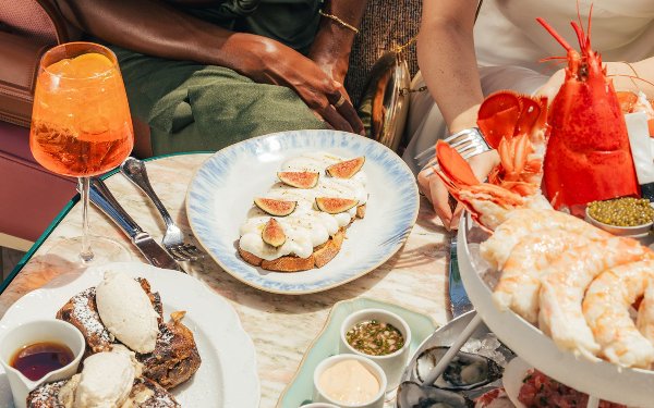 Casadonna fig toast and seafood tower