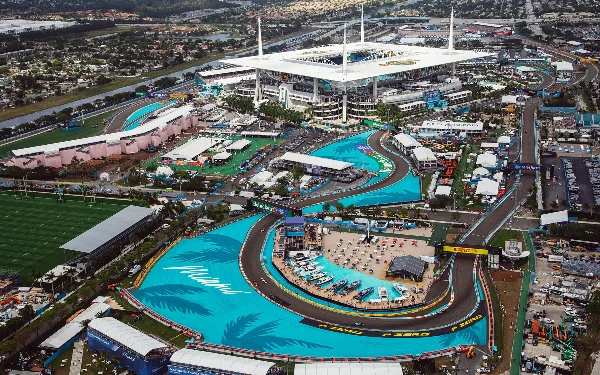 Aerial view of the F1 racetrack