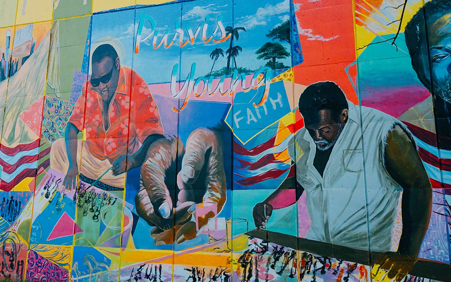 Wandgemälde von Addonis Parker – Hommage an Purvis Young mit dem Titel „Good Bread Alley“