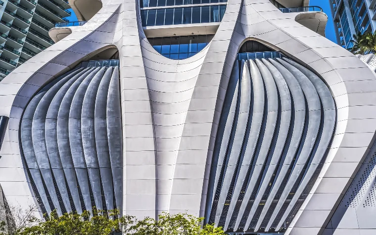 Bottom of the Zaha Hadid building in Downtown Miami