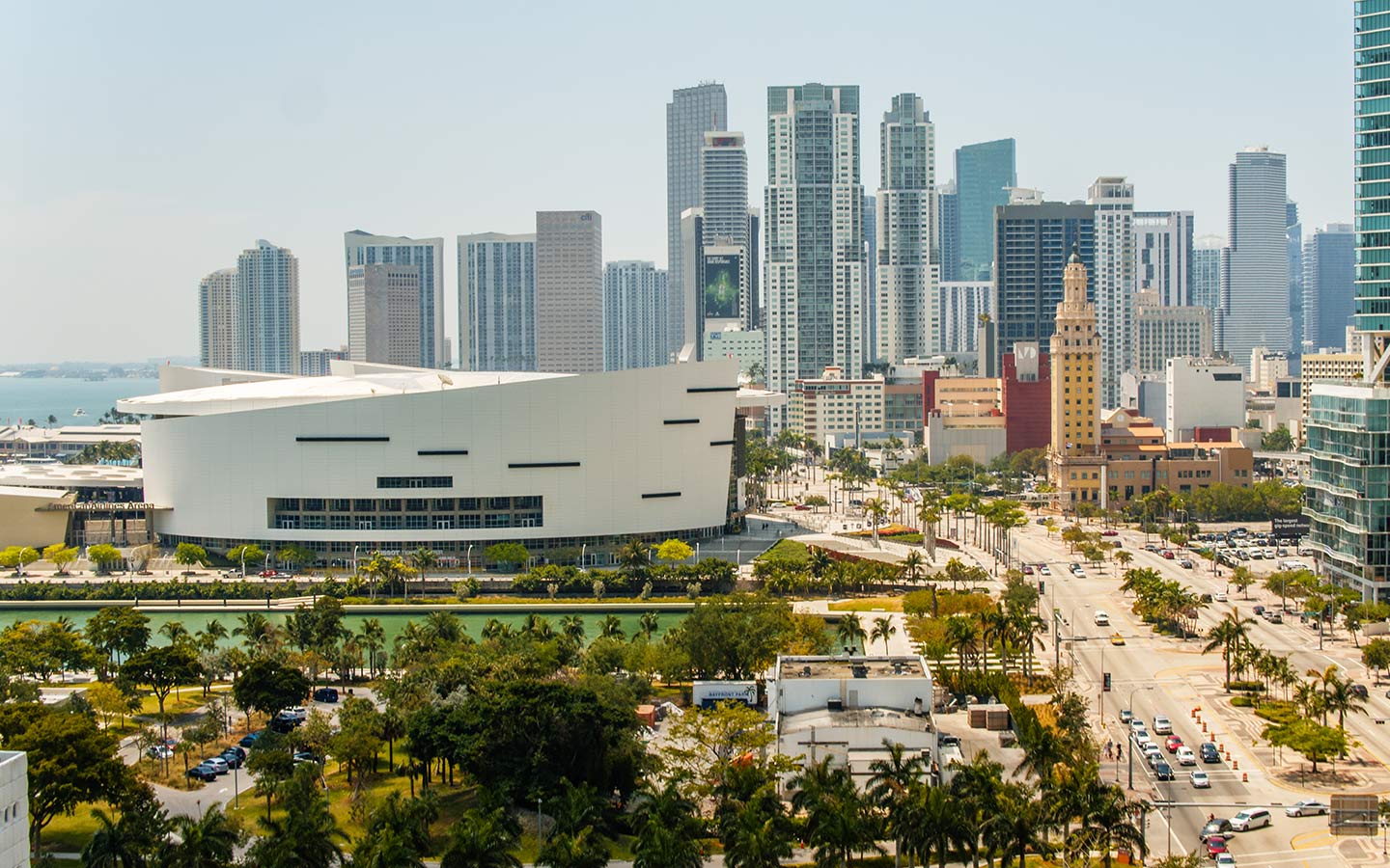 Vue aérienne du centre-ville de Miami