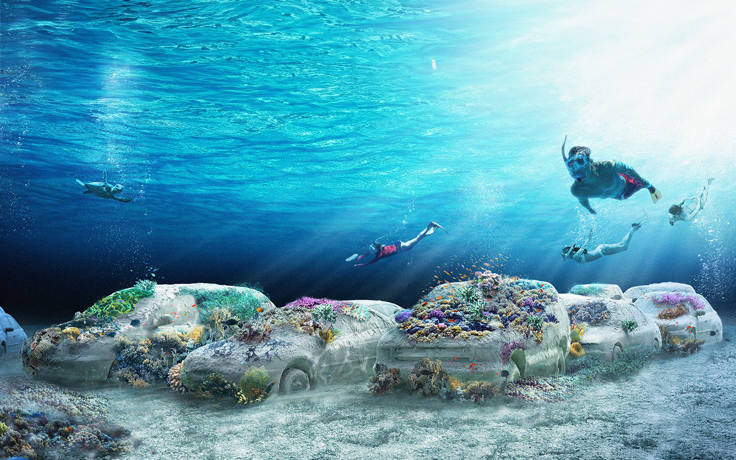 The underwater Sculpture of Concrete Coral