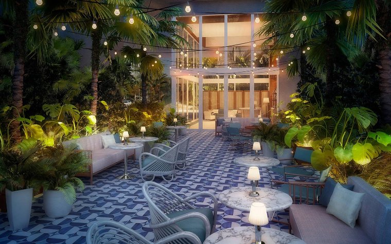 Peaceful gardens and relaxing sitting areas in the courtyard at Mr. C Coconut Grove
