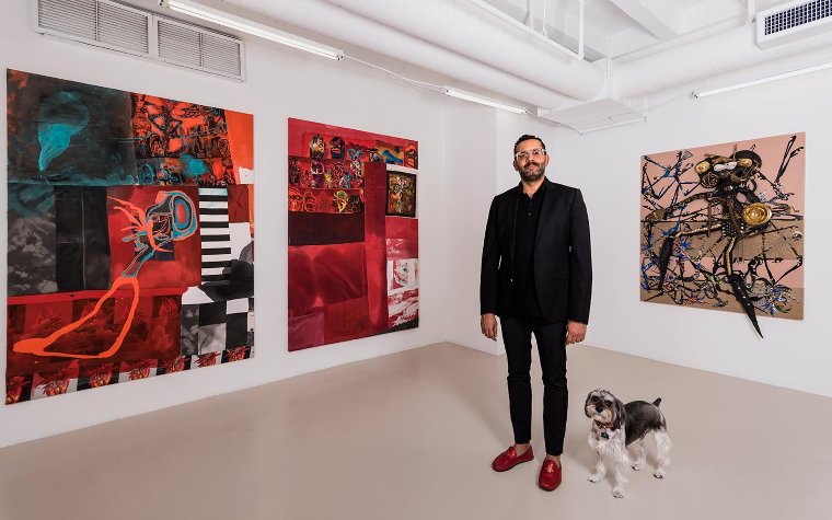David Castillo and his dog Harry next to his art courtesy of Mateo Serna Zapata David Castillo and his dog Harry next to his art courtesy of Mateo Serna Zapata