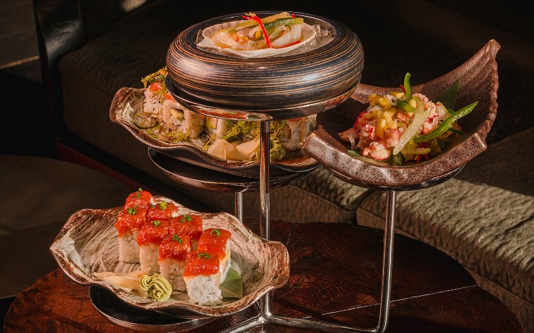Tea Room Asian Night brunch rolls arranged on a serving platter Tea Room Asian Night brunch rolls arranged on a serving platter