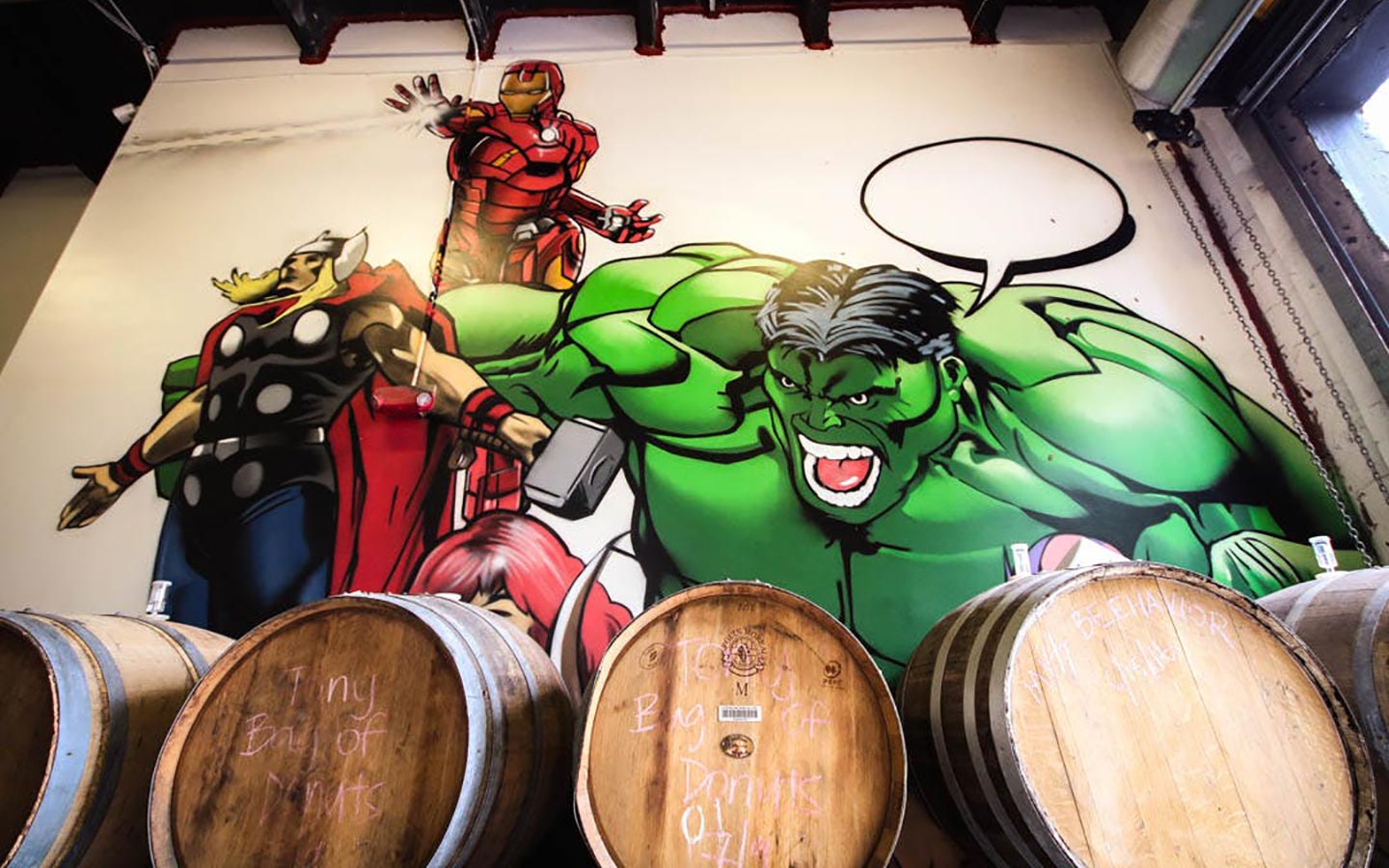 Hulk mural at J. Wakefield Brewing Miami