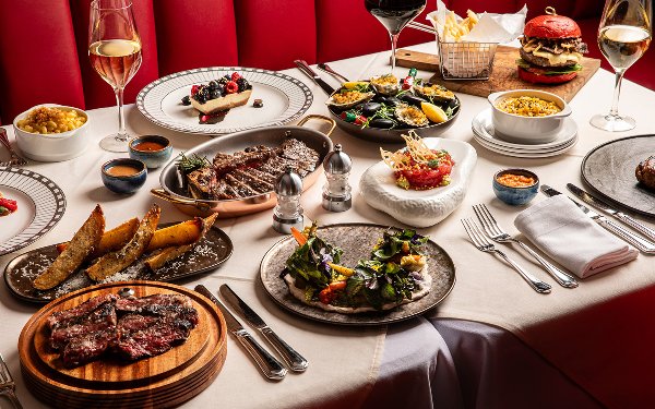 Steakhouse spread with tuna tartare at BH Prime