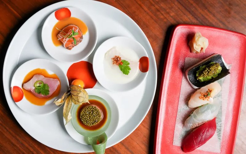 Assorted sushi and sashimi at Nobu