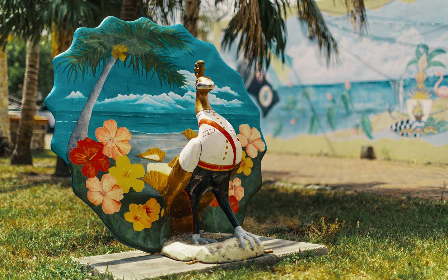 Nassau Daddy Peacock sculpture in Little Bahamas Coconut Grove