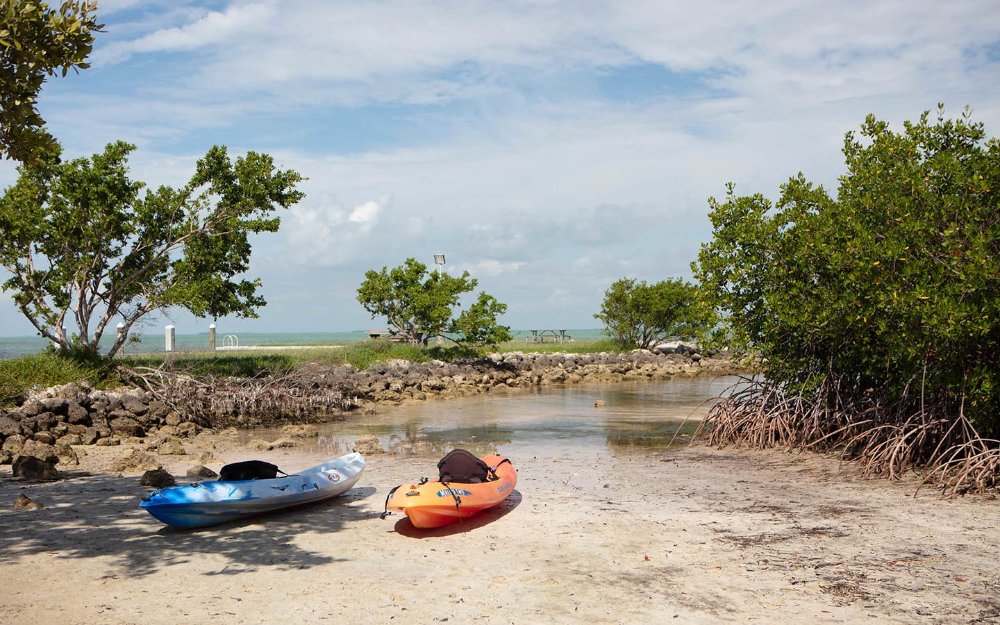 Kayaks on Adams Key in Biscayne National Park