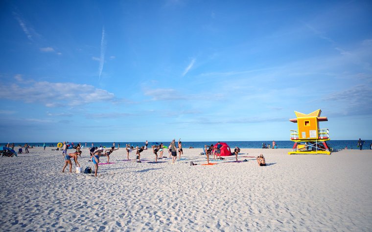Yoga class on South Beach Yoga class on South Beach