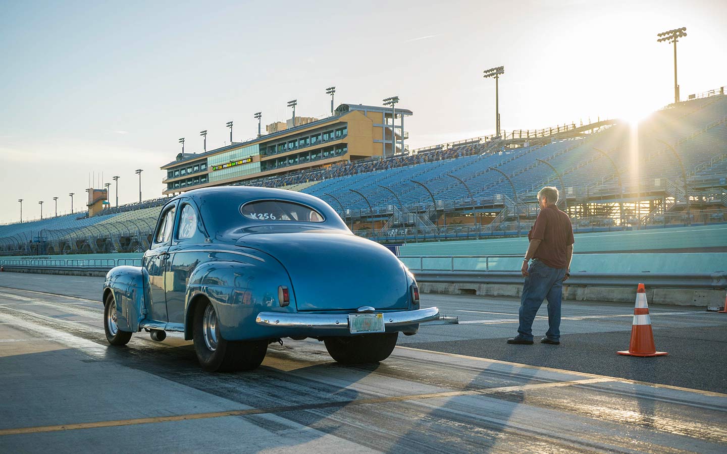 Car on the track at Homestead Miami Speedway