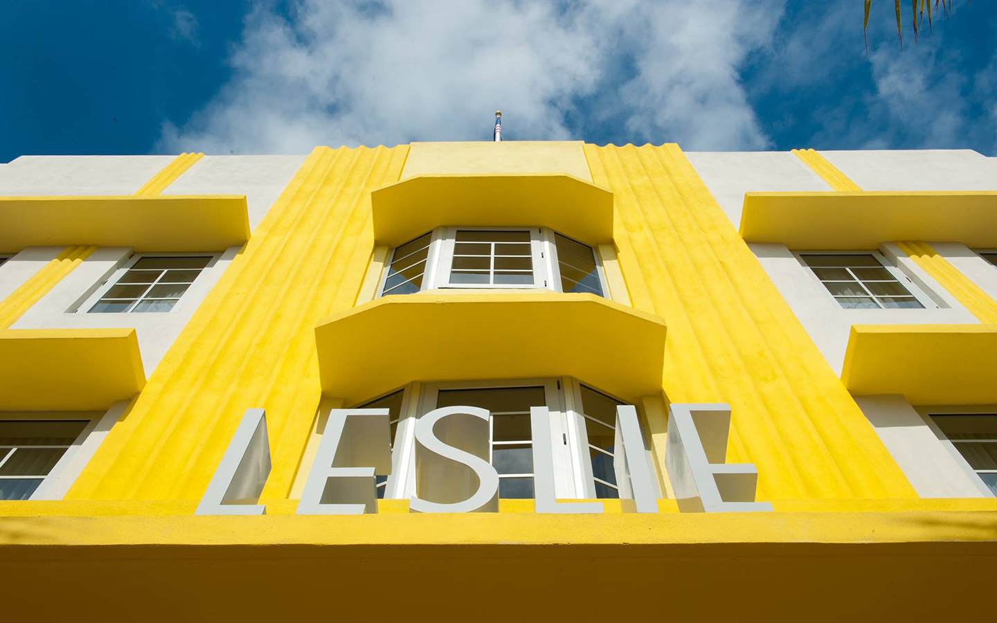 Front view of the Leslie Hotel Front view of the Leslie Hotel