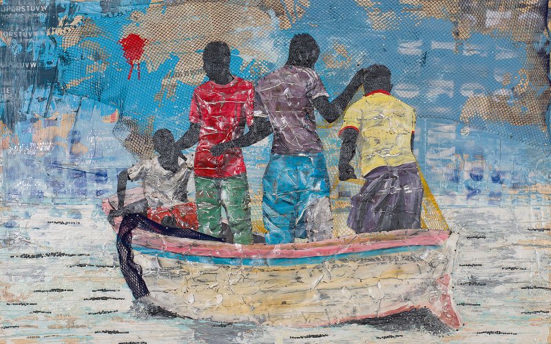 2022 By Dadouda Traore - Mixed media on panel