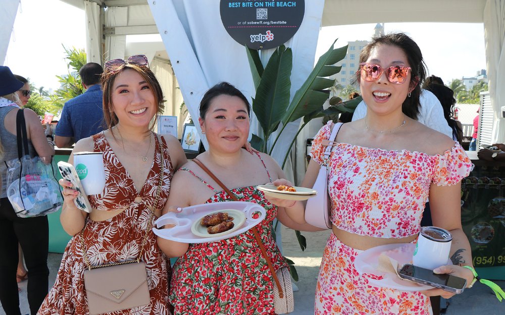 Three ladies with their samples, Courtesy of SOBEWFF®️