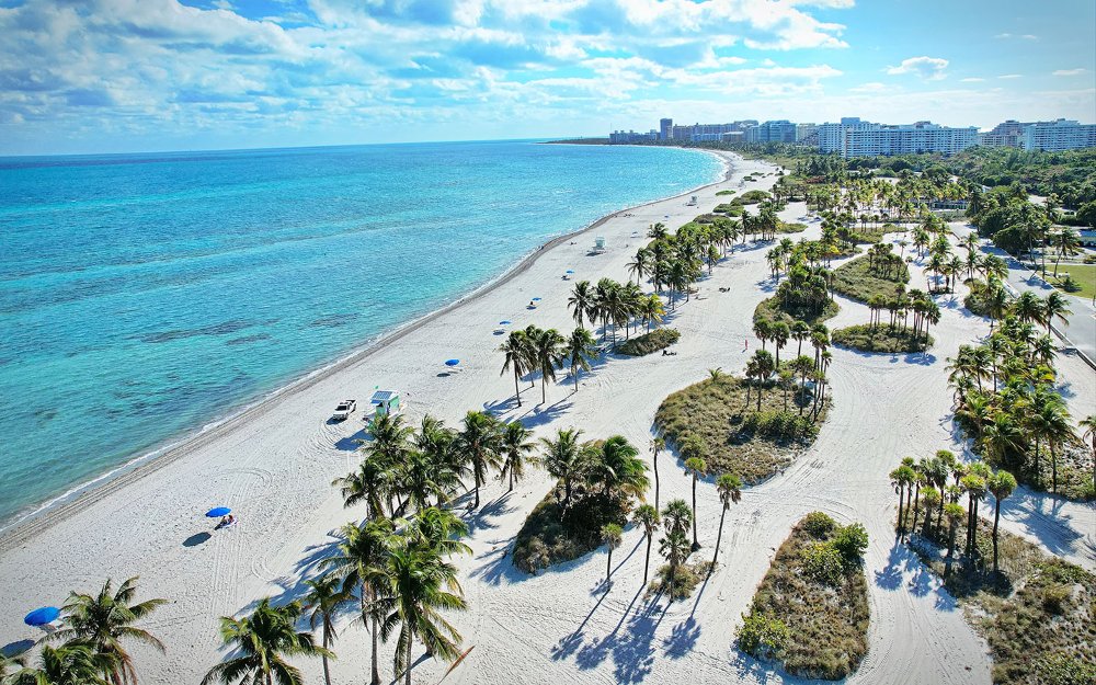 Aerial view of Crandon Park Beach
