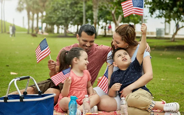 Family with Flags