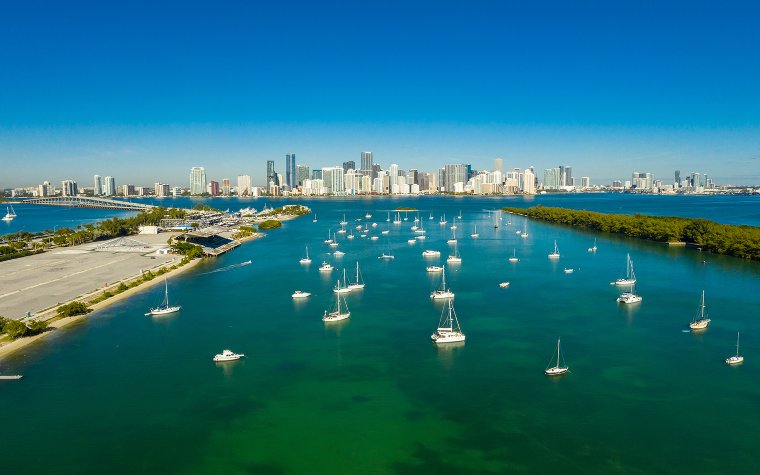 Key Biscayne basin and Miami Marine Stadium Key Biscayne basin and Miami Marine Stadium