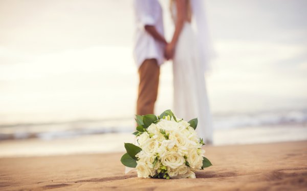 Pareja de novios en el Beach