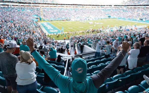 Fans Cheering at Hard Rock Stadium for a Dolphin's Game