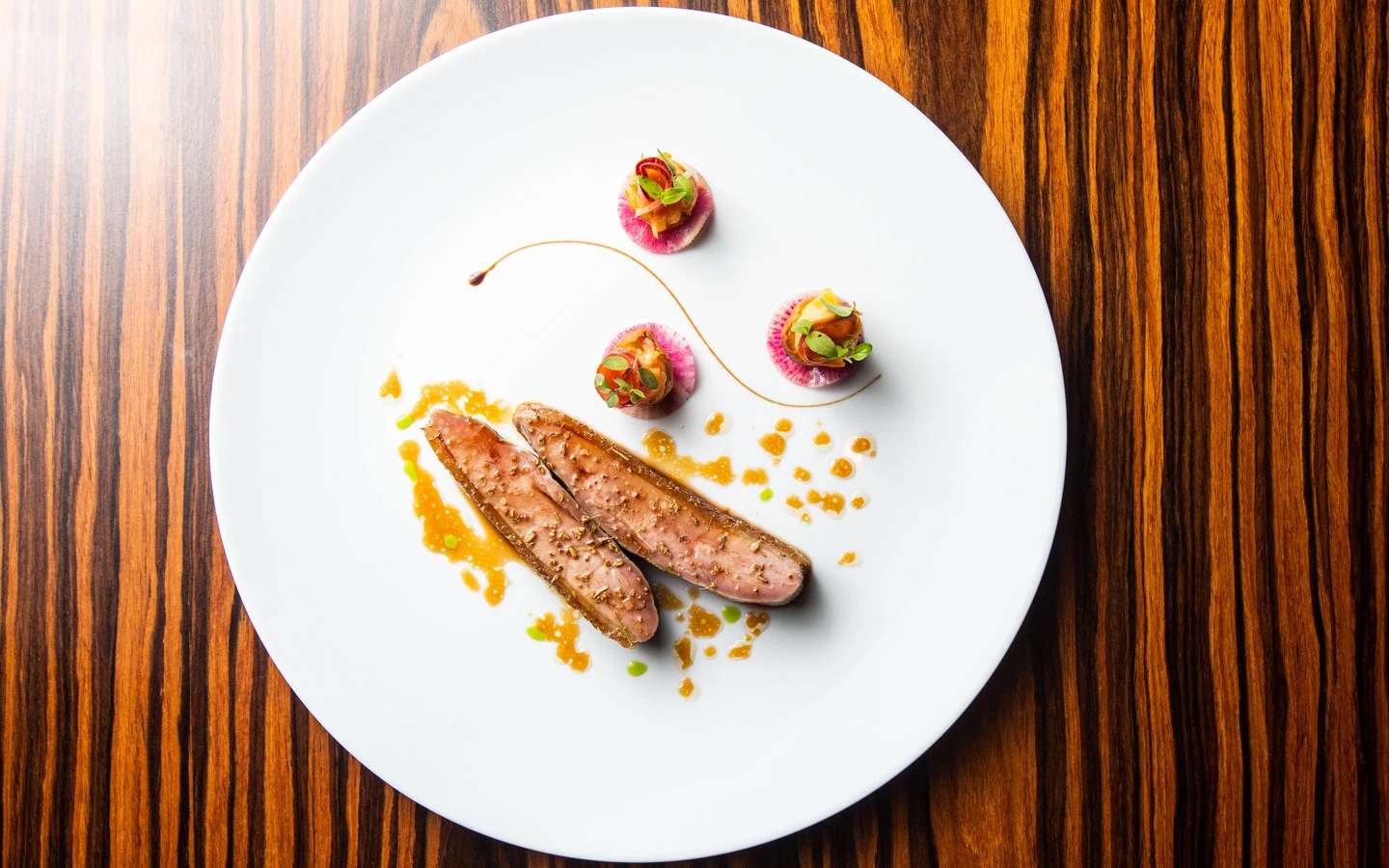 Canette dish served at L’Atelier de Joël Robuchon