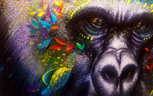 Фреска с гориллами в Wynwood Walls