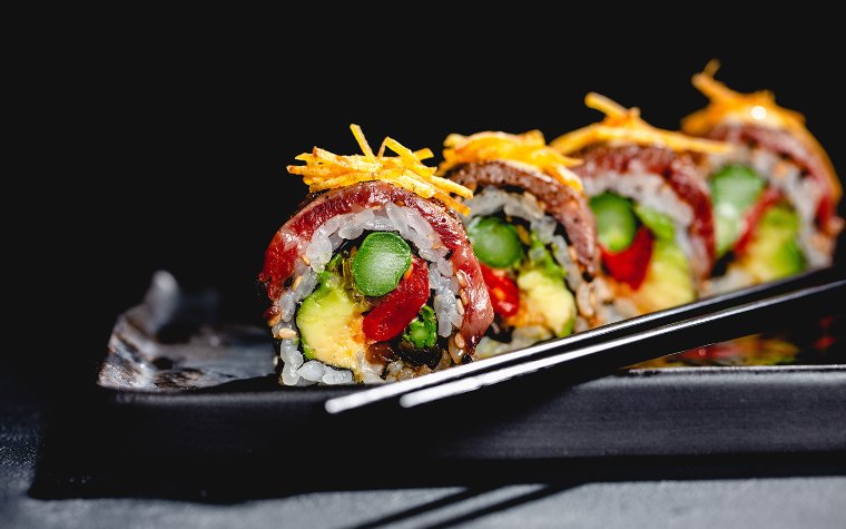 Überzogene Sushi-Rolle bei Gekko Überzogene Sushi-Rolle bei Gekko