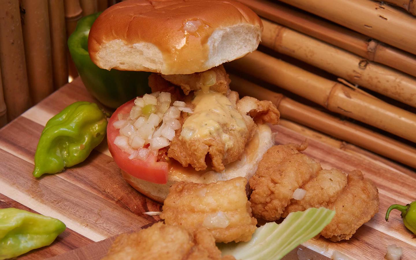 Fried fish sandwich at Chef Creole