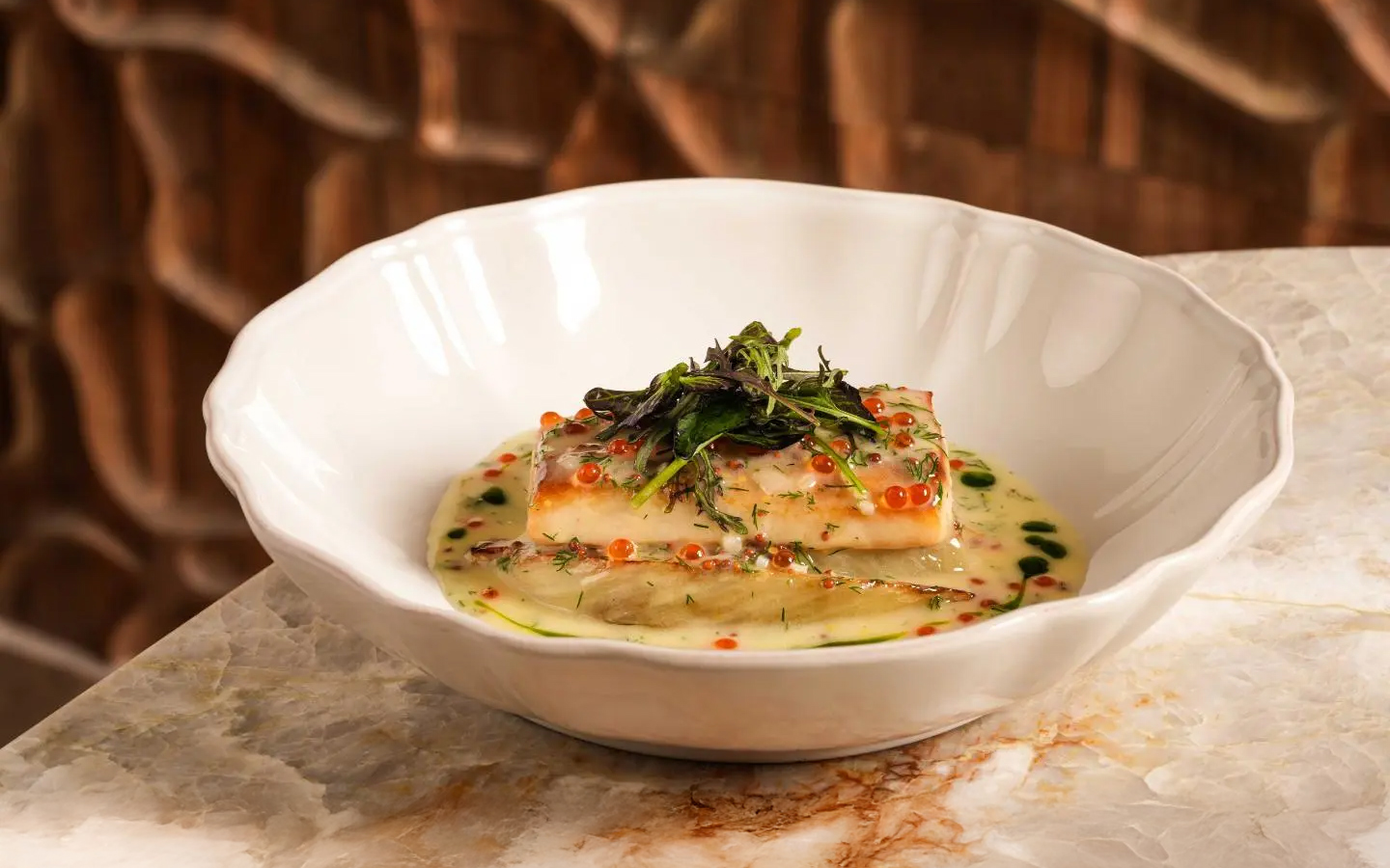 Plated Cobia dish served at Aguasal