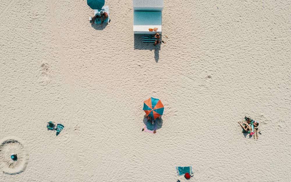 Vue aérienne des visiteurs sur Miami Beach