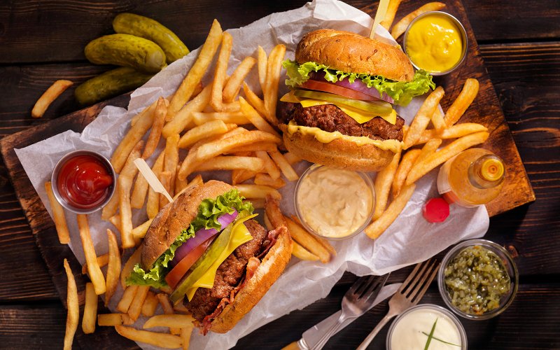 Burgers and fries