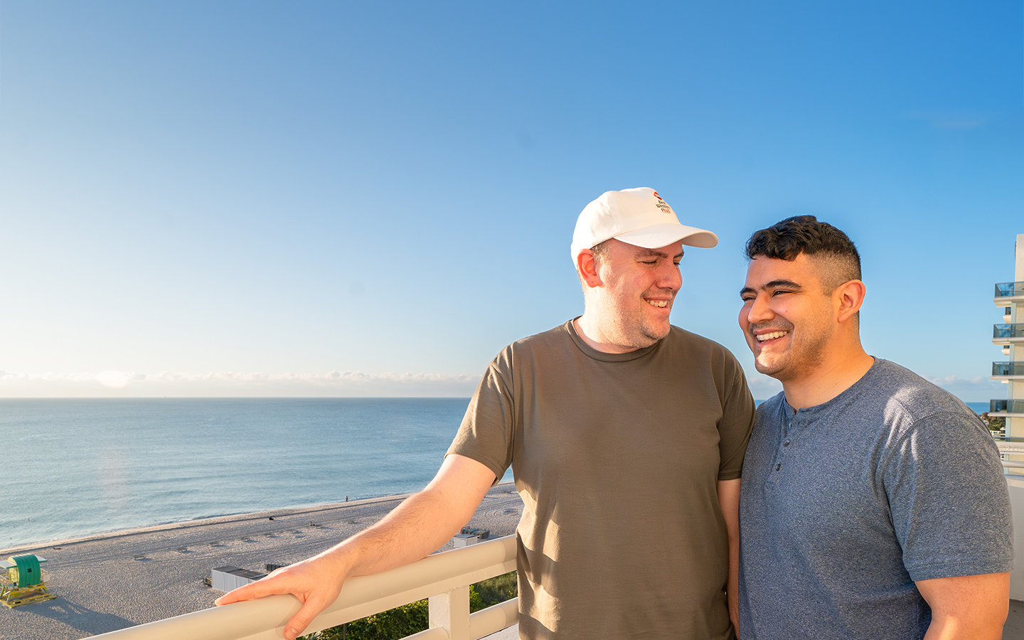 Enjoying the ocean view from the balcony