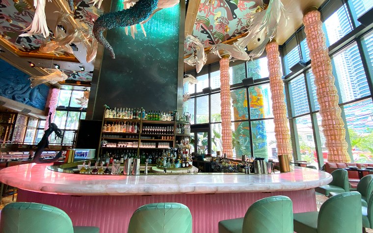 Sexy Fish's bar with marine-themed decor Sexy Fish's bar with marine-themed decor