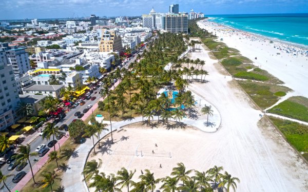 Vista aérea de Lummus Park en South Beach