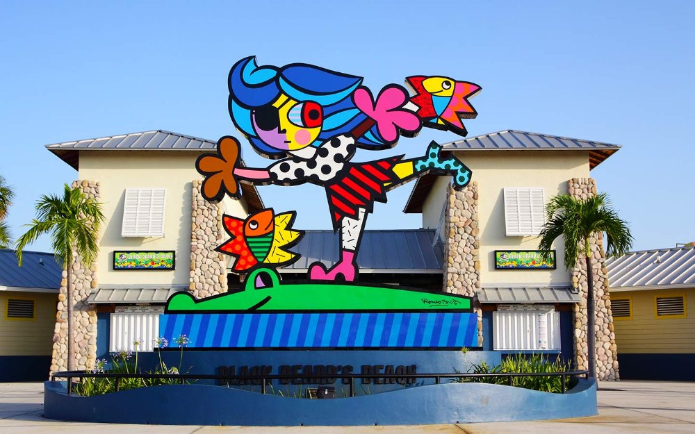 Grapeland Water Park's entrance sign by Romero Britto