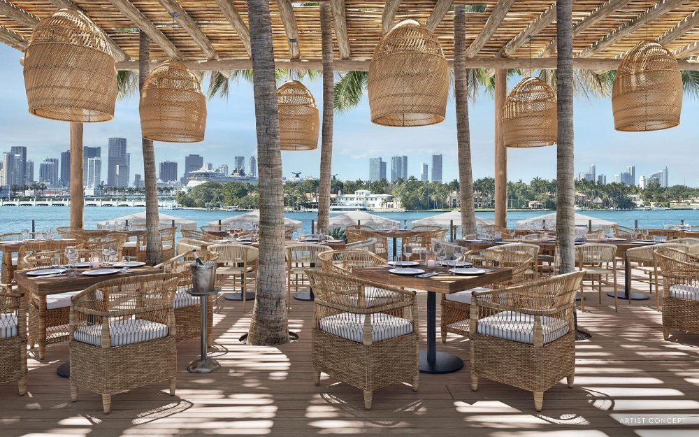 Sala de jantar à beira-mar no Baia Beach Clube Miami
