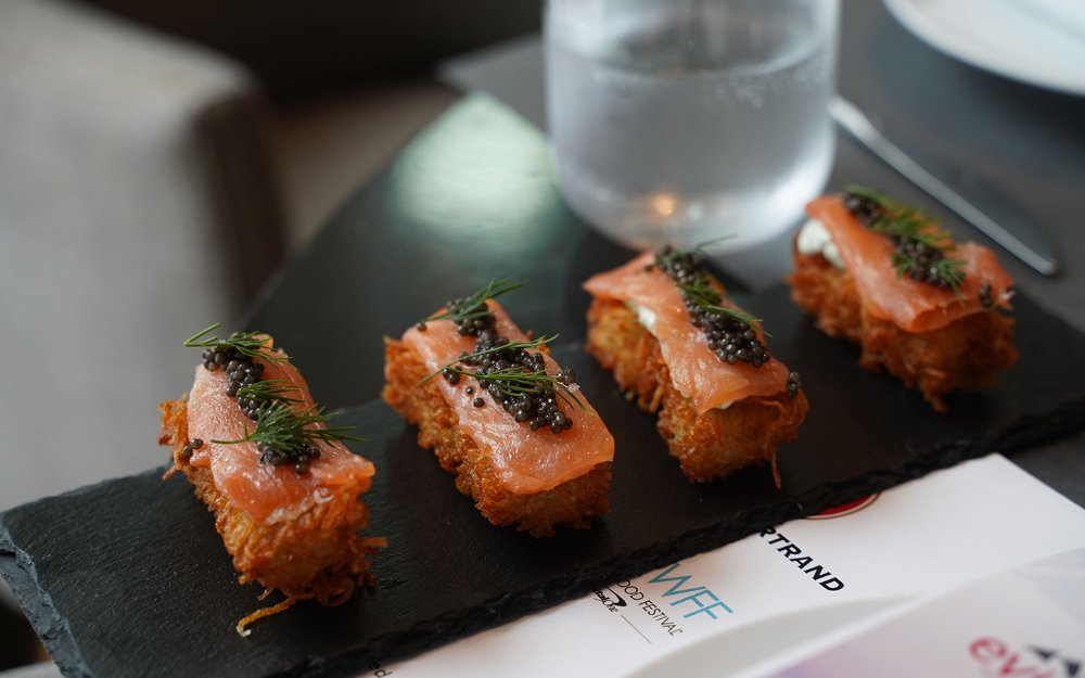 Crispy rice with salmon and caviar, Courtesy of SOBEWFF®️