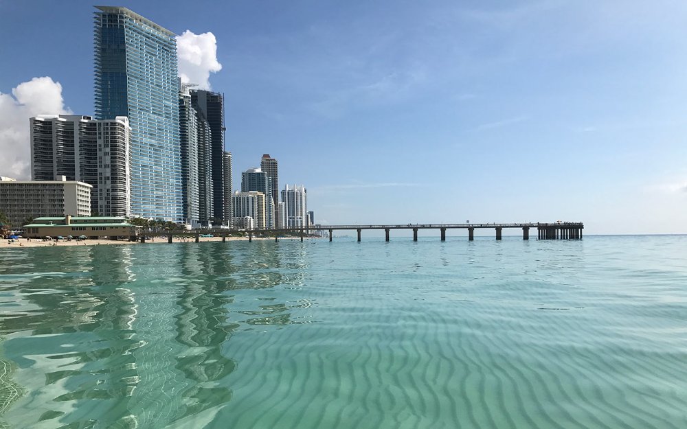 View from the water of Newport Fishing Pier