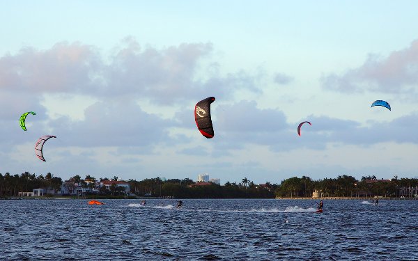 Kite Surfers at Matheson Hammock Beach