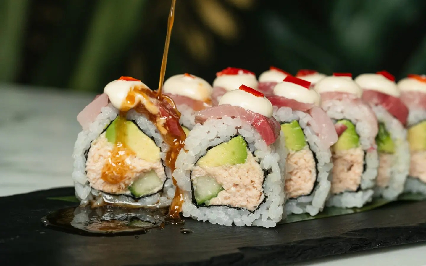 Crab sushi rolls at Amazonia Nikkei
