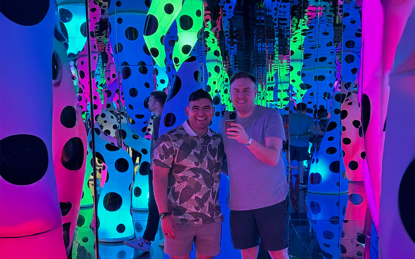 Midwest Husbands posing at the PAMM's Kusama exhibit