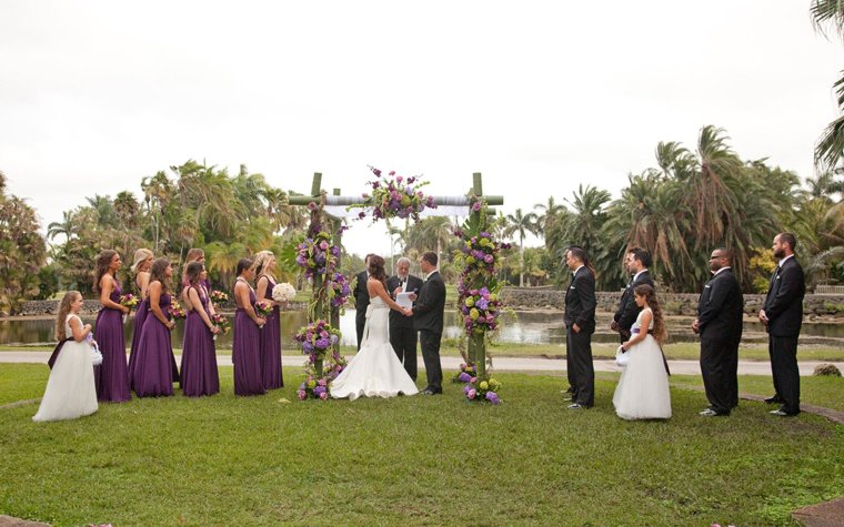 Fairchild Tropical Botanic Garden, featuring wedding ceremony exotic plants, romantic pathways