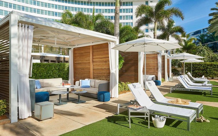 Supreme pool cabana at Fontainelbeau Hotel