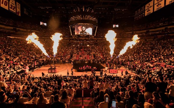 Fanáticos emocionados en un juego del Miami Heat