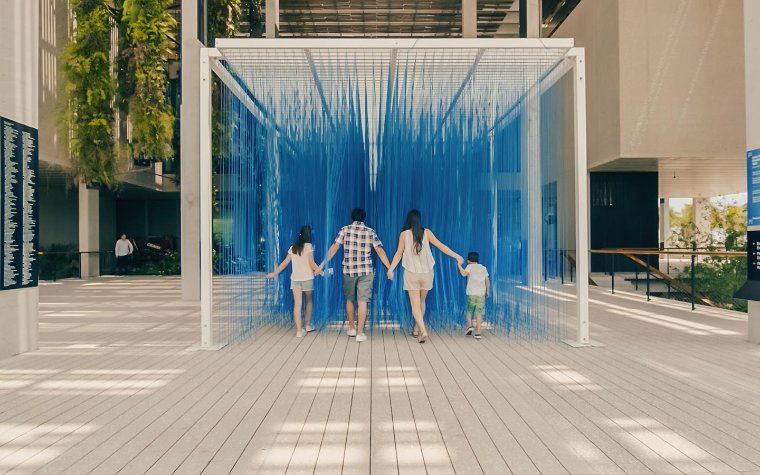 Family entering the immersive art exhibit at PAMM Family entering the immersive art exhibit at PAMM